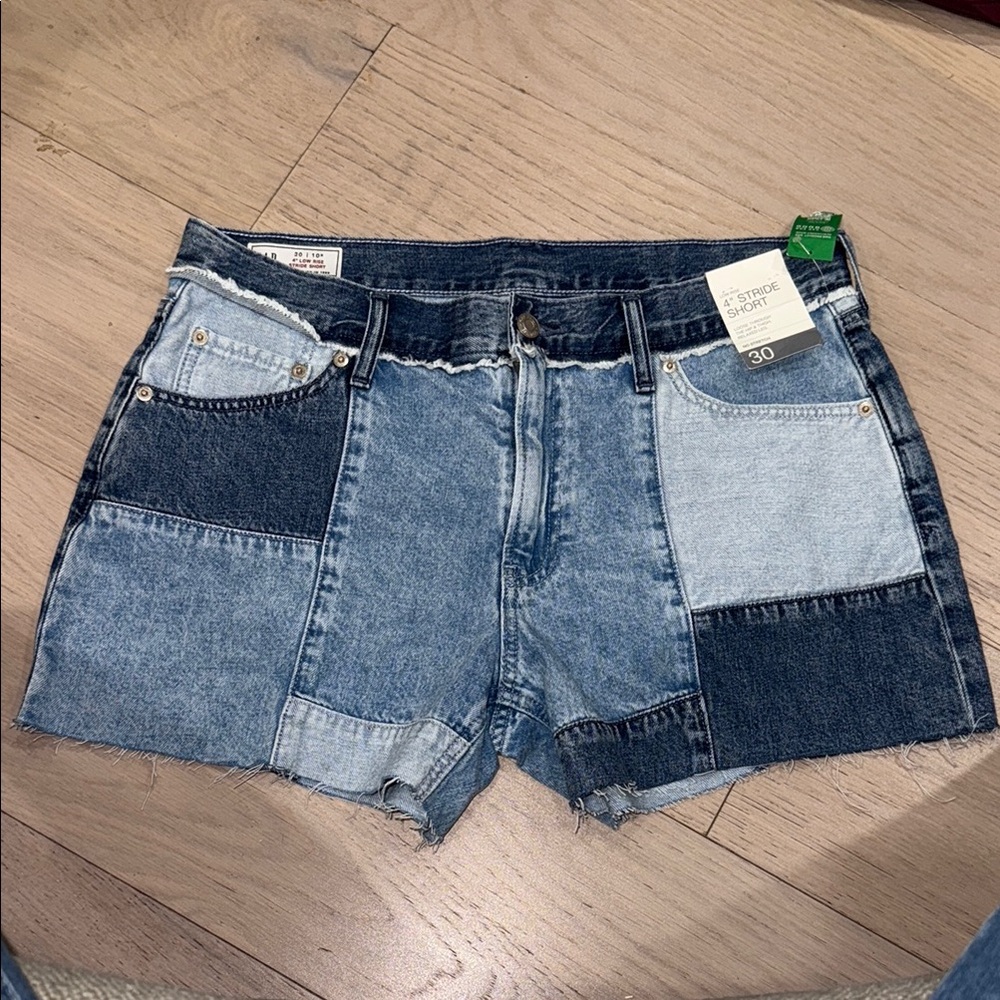 GAP Women's Multi-Blue Patchwork Jean Shorts